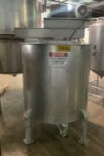 250 Gallon (approx.) Stainless Steel Single Wall Tank- 40" diameter, 4ft straight side, top entering