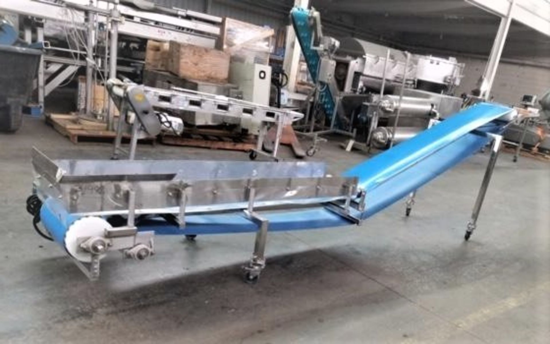 Econo Chesse Corp. 16" W x 189" L S/S Sanitary Incline Blue Belt Conveyor, S/N SS 102612 with 16" - Image 4 of 16