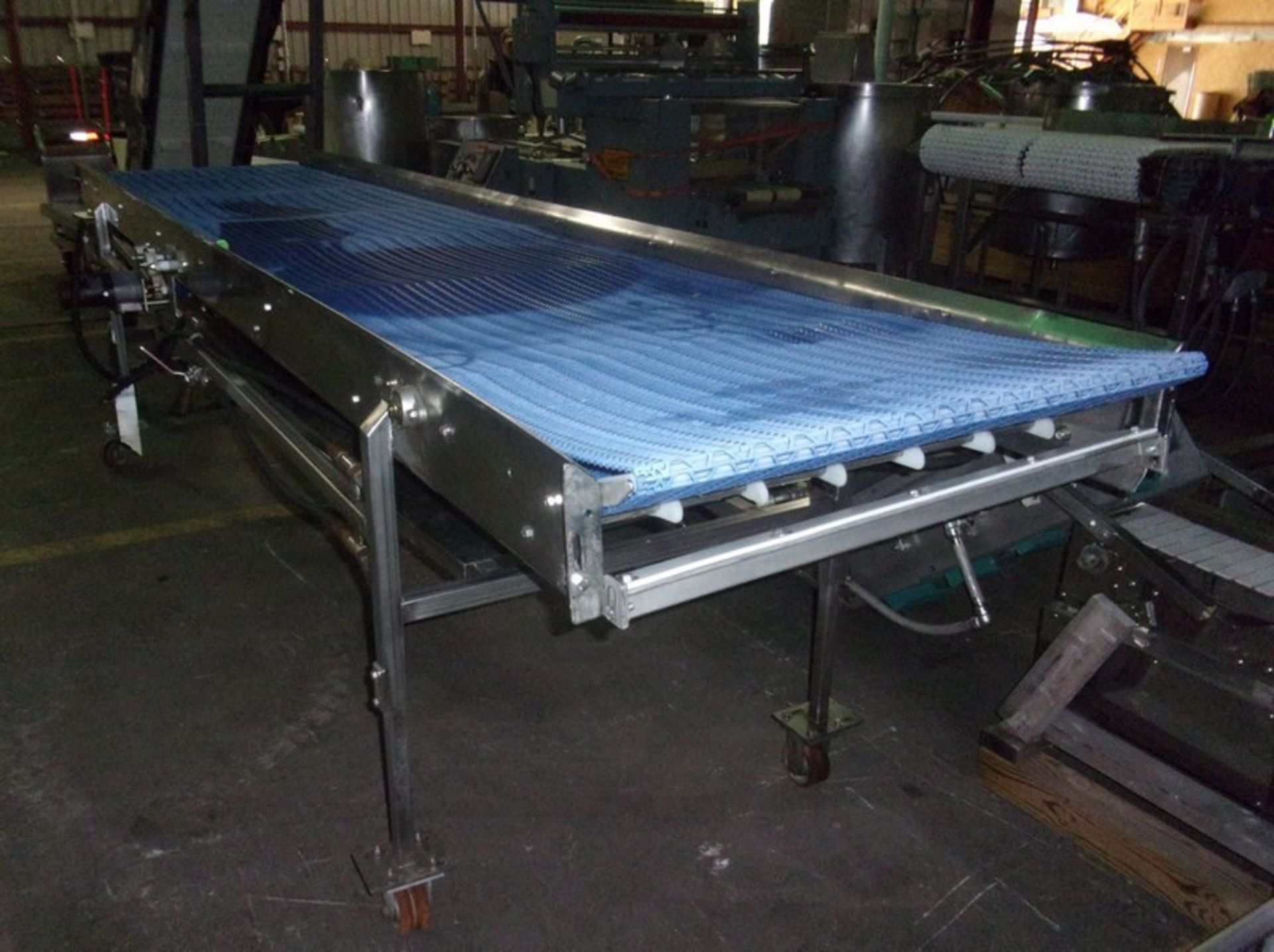 Aprox. 34" x 167" S/S Sanitary Blue Intralox Belt Conveyor, All S/S Construction, Infeed and - Image 8 of 11