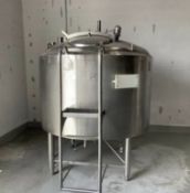 APV Crepaco 300 Gal. Jacketed Mix Tank, Max.75 psi - 350 Degree F Max. Temp., 14" Impeller - 2-3/