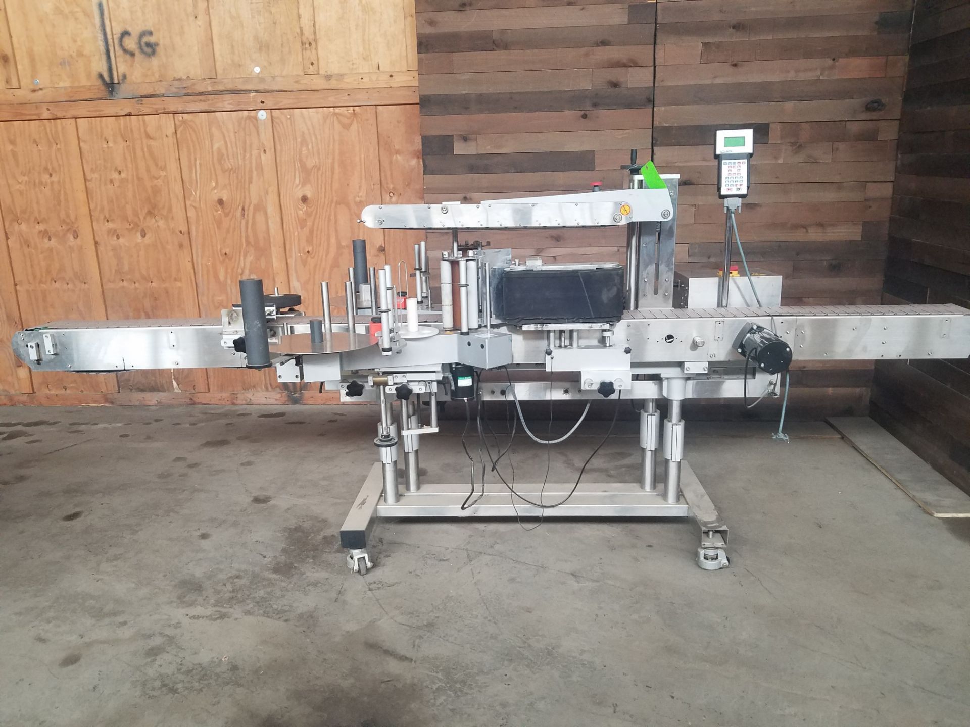 CVC Two-Sided 10" Rap Around Bottle Labeler, 6" wide x 132: long Conveyor (Loading, Rigging & Site