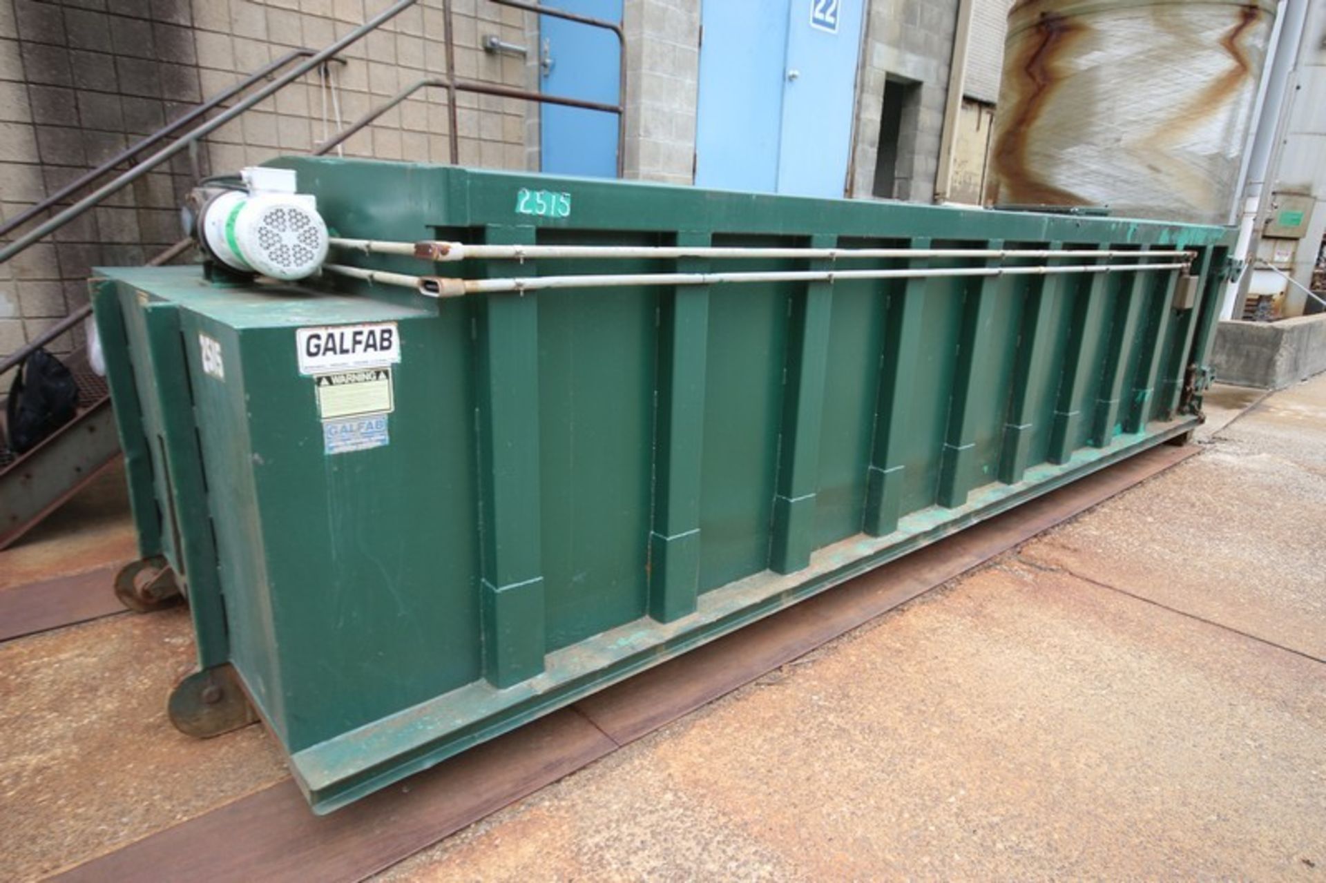 Galfab 20 Cubic Yard Enclosed Waste Container, with Top Mounted Hinged Door and Top Mounted Power