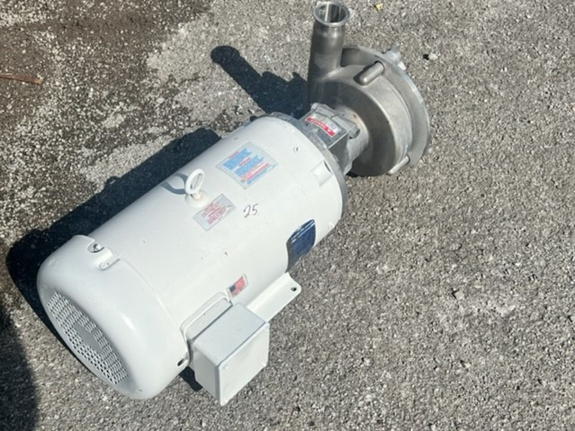 Fristam 7.5 hp Centrifugal Pump, Model FPX35 with 2" x 2.5" Clamp Type SS Head, Baldor 3500 RPM,