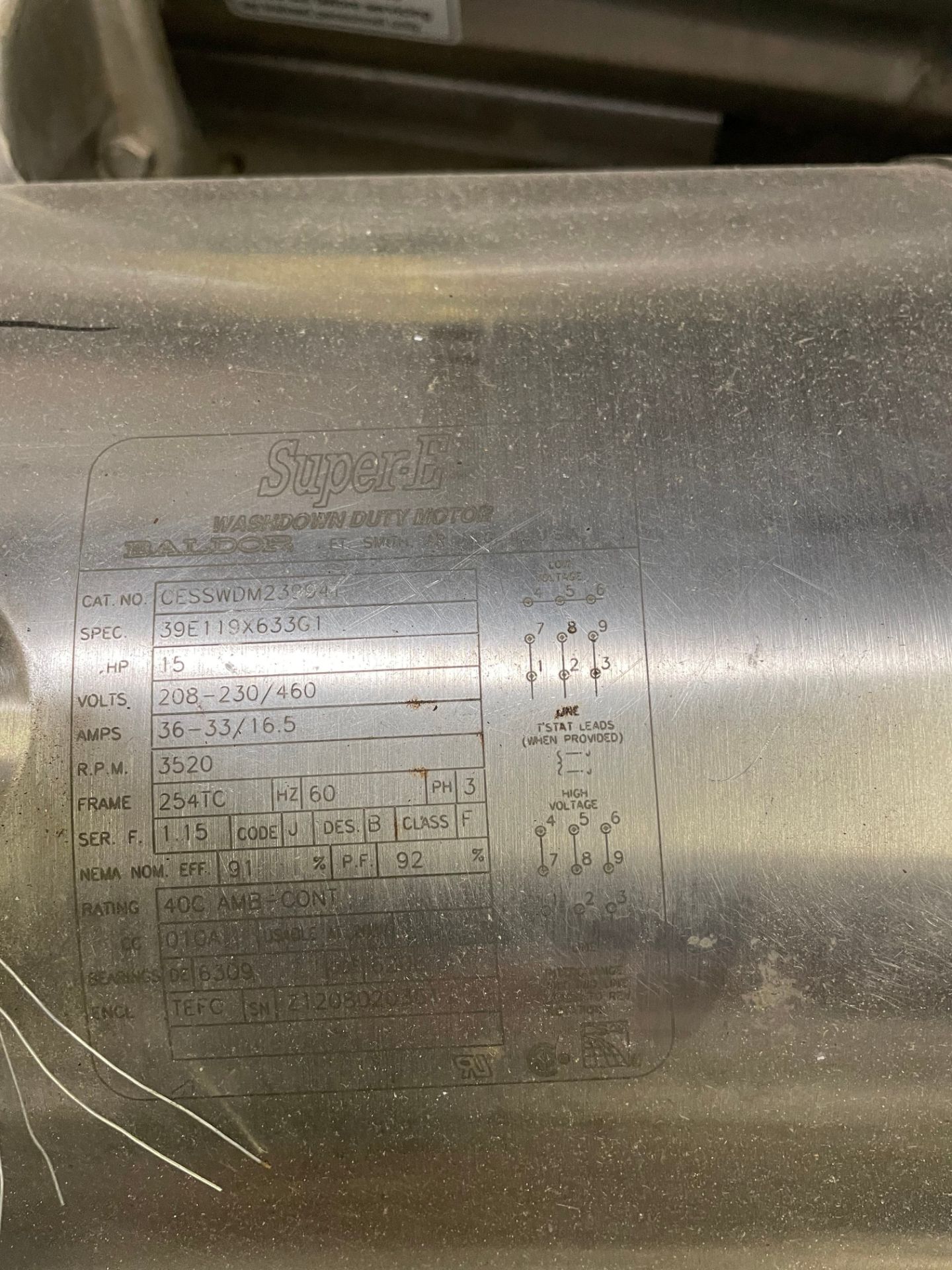 SPX Stainless Steel Fristam Centrifugal Pump; 2 1/2"/2"; Model: WS 30/30 1/13 15 HP; 230/460V;3520 - Image 3 of 3