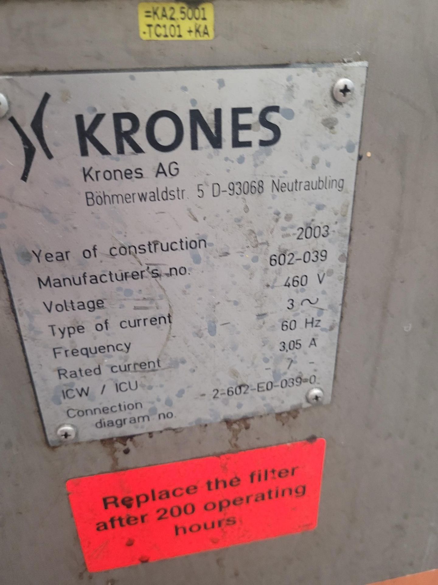 Krones Hot Glue, Mfg. #602-39, 460 V, 3 Phase / Cold Glue Labeler, Mfg. 405-003, 460 V, 3 Phase ( - Image 2 of 12