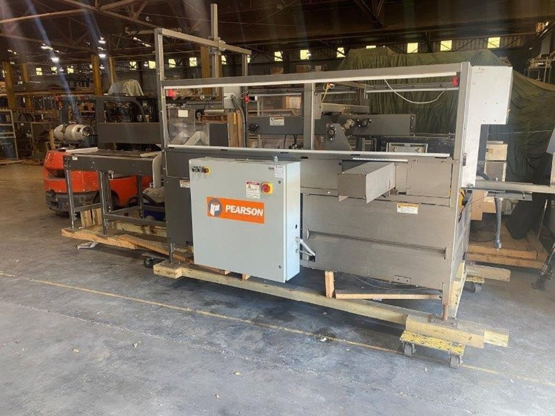 PEARSON CE35 Case Erector (Gluer); Mfg 2006; Incomplete (missing PLC, HMI, glue tank) (Located