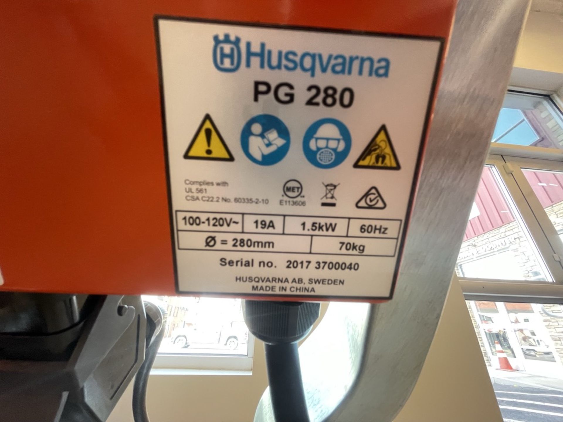 HUSQVARNA FLOOR GRINDER / POLISHER, MODEL PG280 (SEE TAG IN PHOTOS FOR MORE INFORMATION) (ALL - Image 6 of 6
