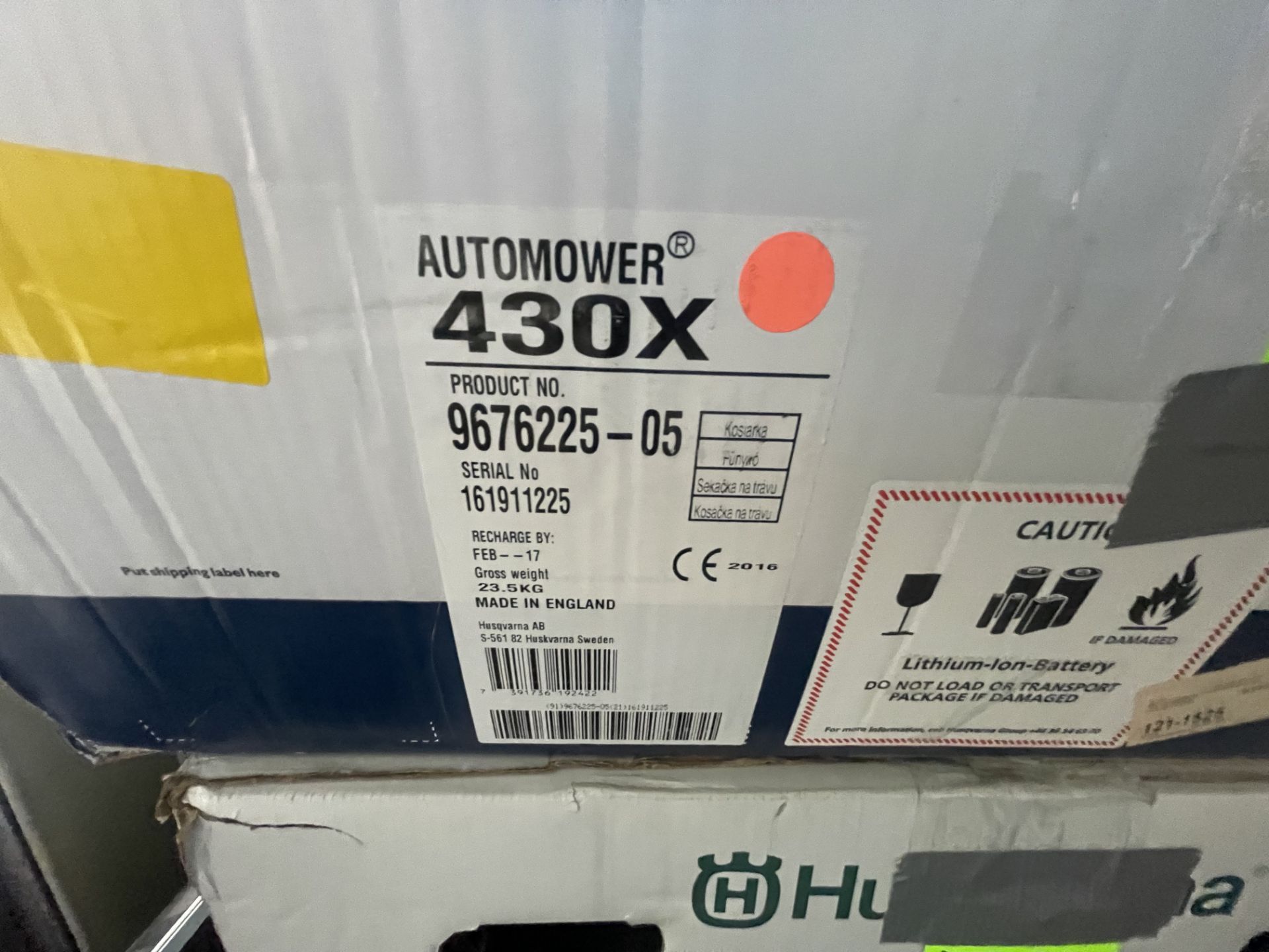 HUSQVARNA AUTOMOWER, MODEL 430X (ALL PURCHASES MUST BE PAID FOR AND REMOVED BY 5/4/22) (ALL ITEMS - Image 2 of 2