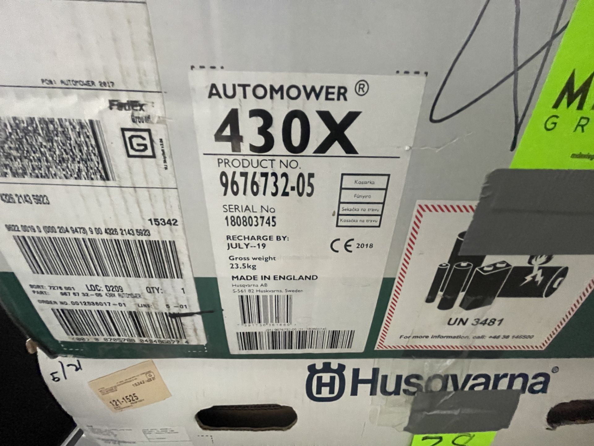 HUSQVARNA AUTOMOWER, MODEL 430X (ALL PURCHASES MUST BE PAID FOR AND REMOVED BY 5/4/22) (ALL ITEMS - Image 2 of 2