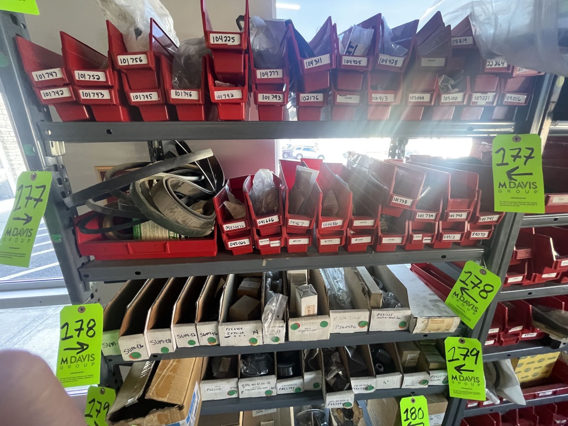 ASSORTED PARTS INCLUDING MITSUBISHI V-BELTS, GEHL, MUSTANG, XPRT PARTS AND MORE (ALL PURCHASES