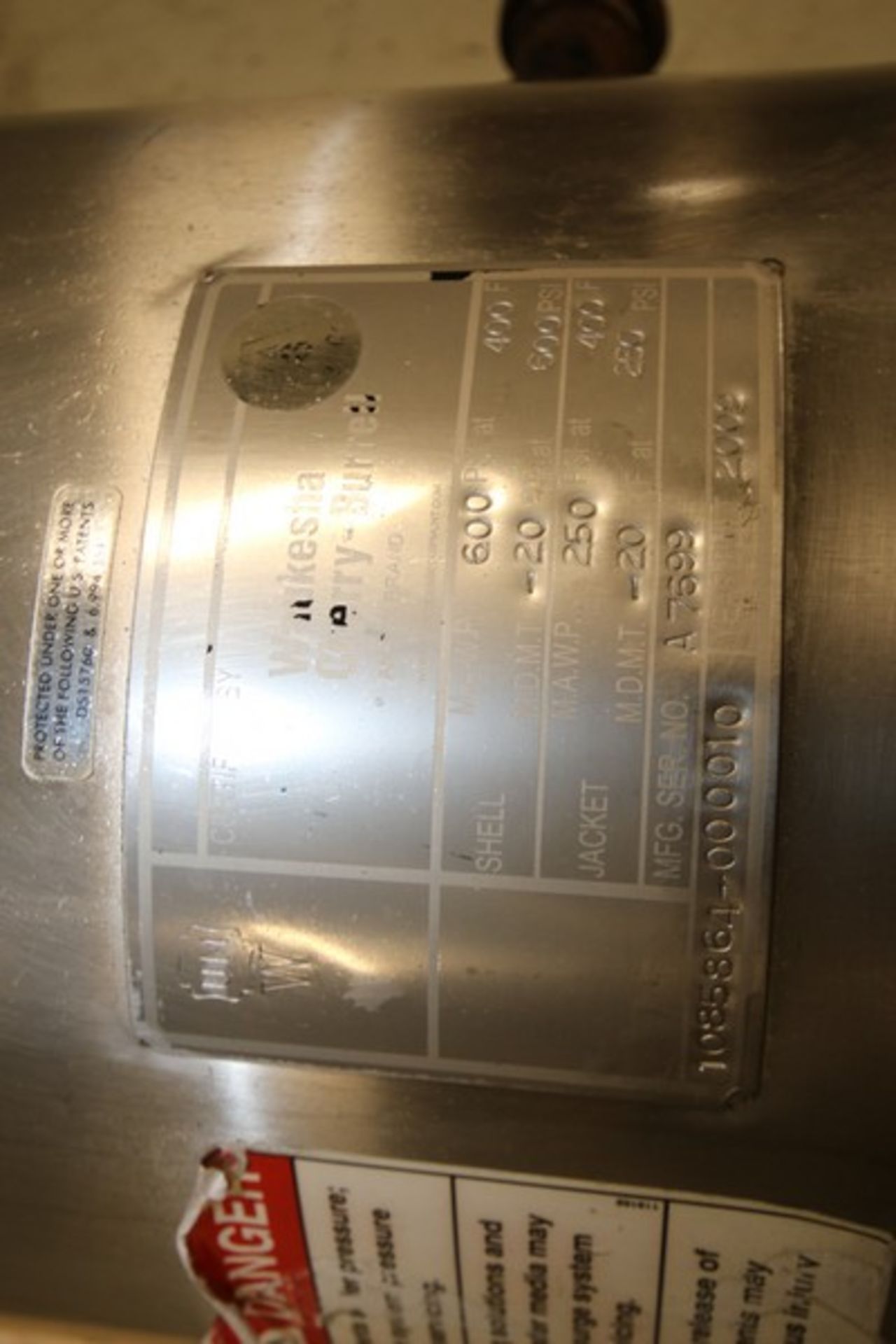 2009 WCB S/S Scrape Surface Heat Exchanger, SN A7699, Sell MAWP 600 psi @400 degrees F, MDMP -20 - Bild 5 aus 6
