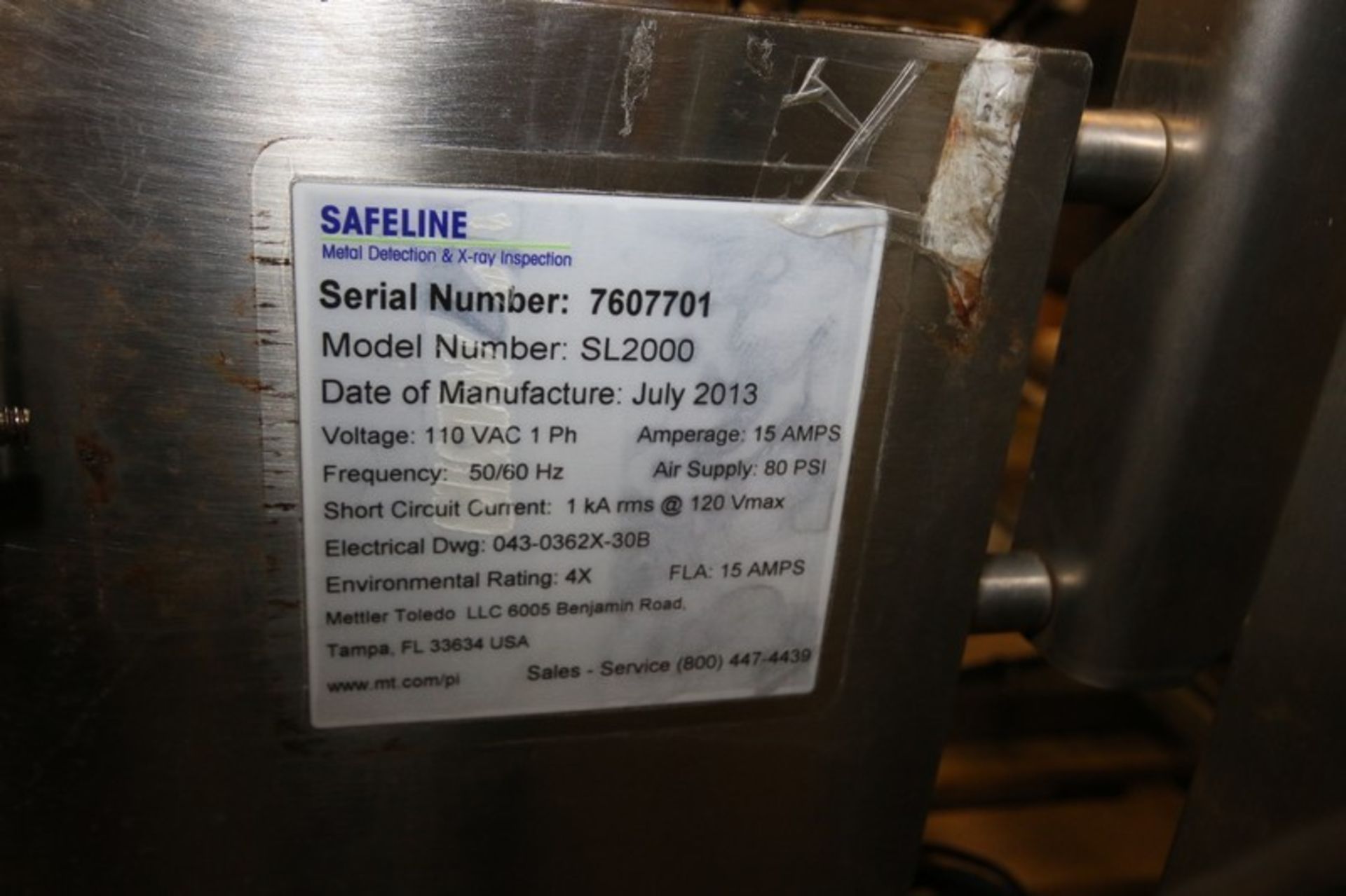 Safeline S/S Metal Detector / Conveyor System, Model SL2000, SN 7907701, with 3" W x 4" H Product - Image 9 of 9