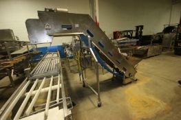 Incline S/S Conveyor with Hopper, with Aprox. 14" W Belt with Cleat Spacing of Aprox. 6", Belt to