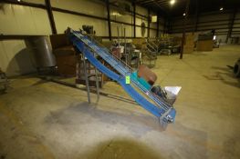 S/S Incline Conveyor, Belt to Floor: Aprox. 78" H, with Cleats, Aprox. 12" W Cleat Spacing, with S/S