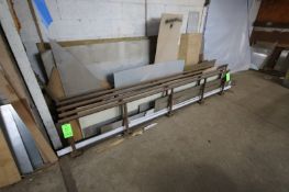 Lot of Assorted (4) Rails, Aprox. 13 ft. L, with Assorted Sheet Metal & Sheets of Wood (LOCATED IN