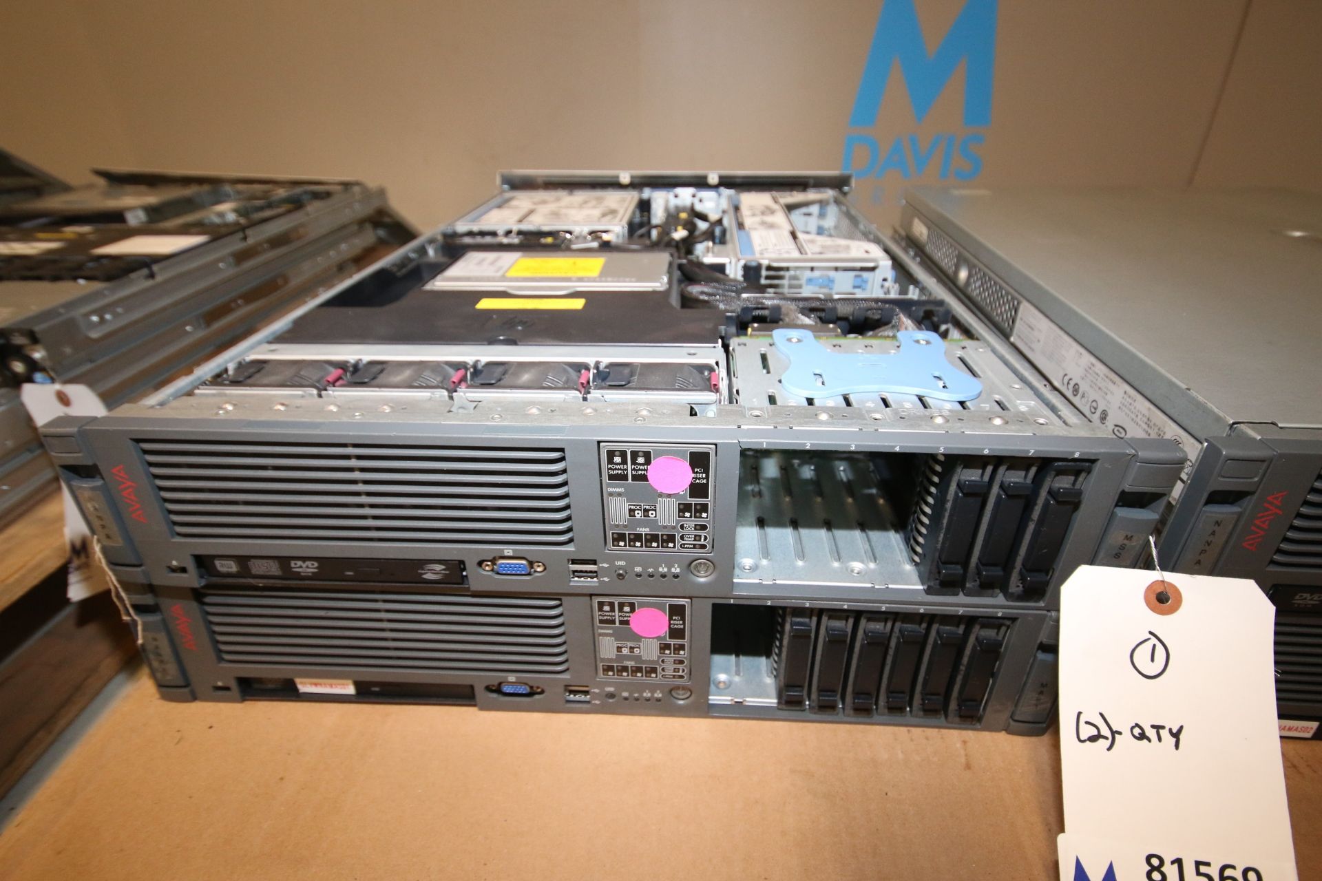 Lot of (2) AVAYA / HP Server Rack Units,L67500G8VXS02B and S/N L67500G8VXS005 with DVD Drives (INV#