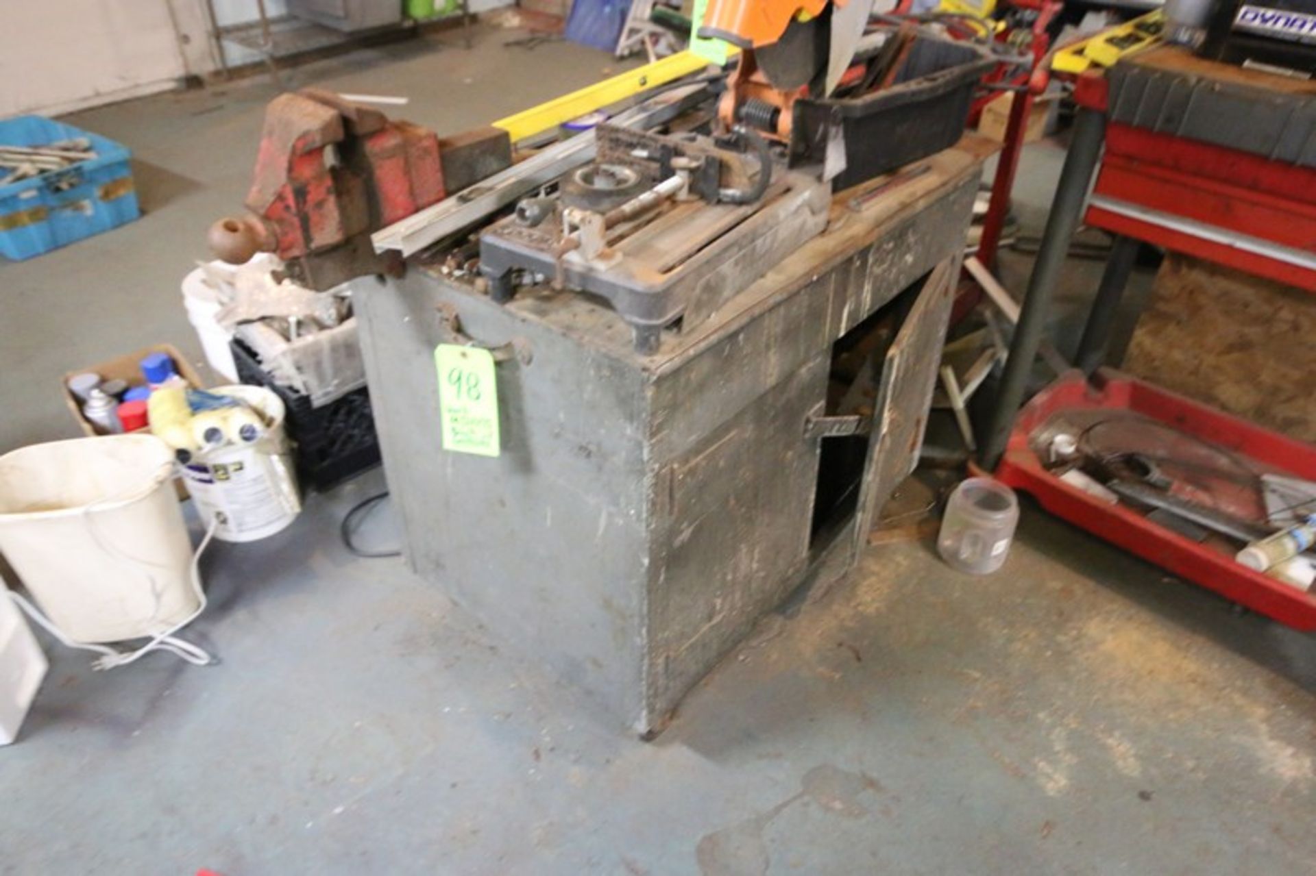 Portable Work Bench with Vise, Overall Dims. Aprox. 3 ft. 4” L x 25-1/2” W x 3 ft. 10” H, Mounted on