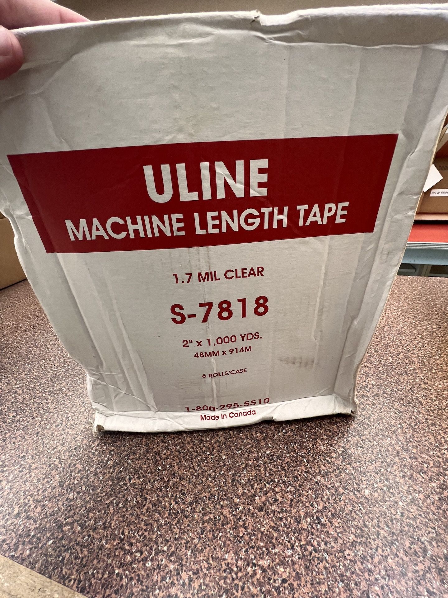 NEW BOX OF (6) ROLLS OF ULINE MACHINE LENGTH TAPE, 2" X 1,000 YARDS PER ROLL - Image 2 of 2