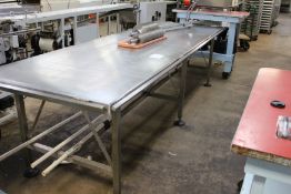 Savage stainless steel water cooled table 3' wide x 10' long x 33" high with hinged bars, manual