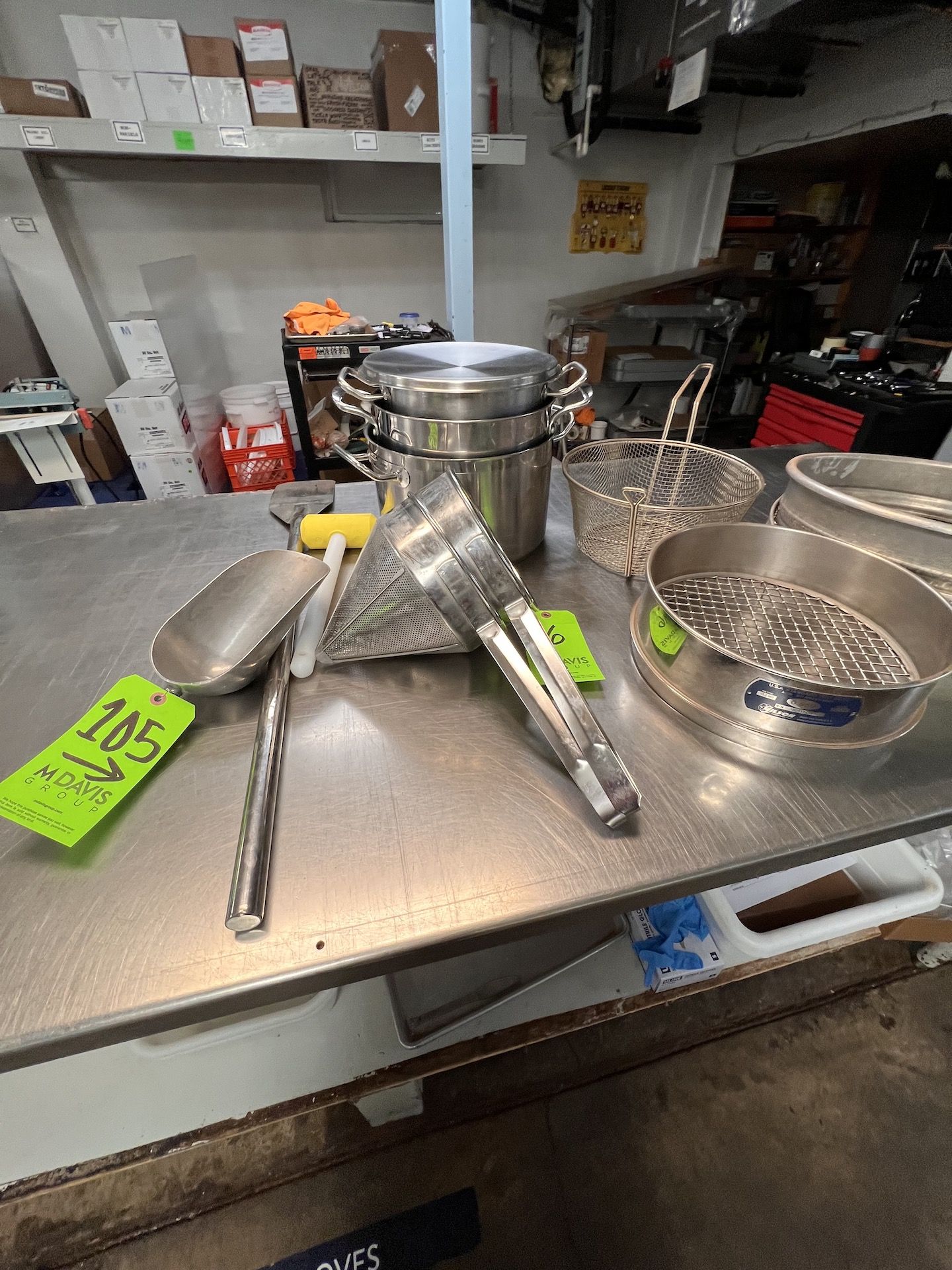 ASSORTED COOKING AND BAKING UTENSILS, S/S SCOOP, S/S PADDLE, S/S SIEVE, S/S FILTERS, POTS, PANS - Image 3 of 5