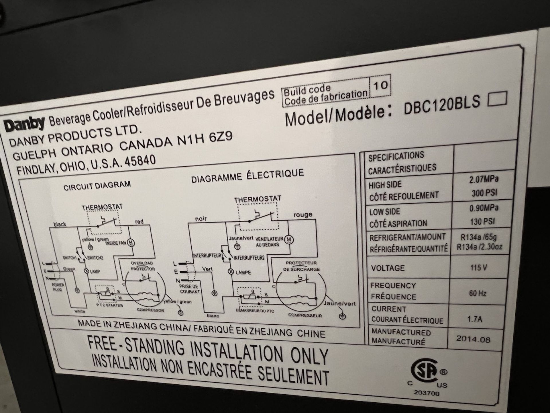 DANBY REFRIGERATOR, MODEL DBC120BLS - Image 3 of 4