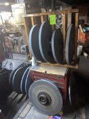 (10) Grinding Wheels with Wooden Rack, with Red Home Storage Tool Box (LOCATED IN PITTSBURGH, PA)