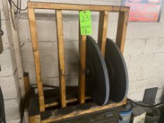 (2) Grinding Wheels with Wooden Rack (LOCATED IN PITTSBURGH, PA)
