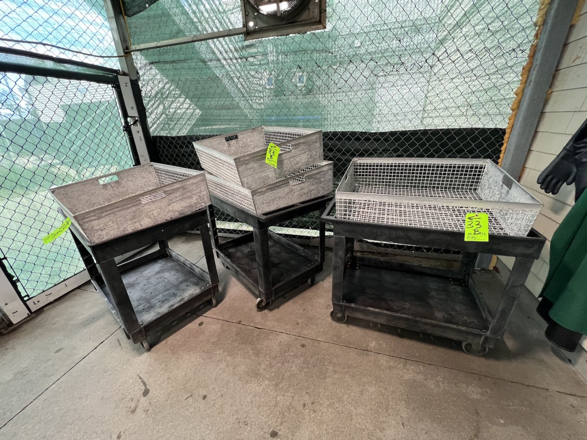 (4) TOTES FOR TILT BRAISING TABLES AND (3) PUSH CARTS