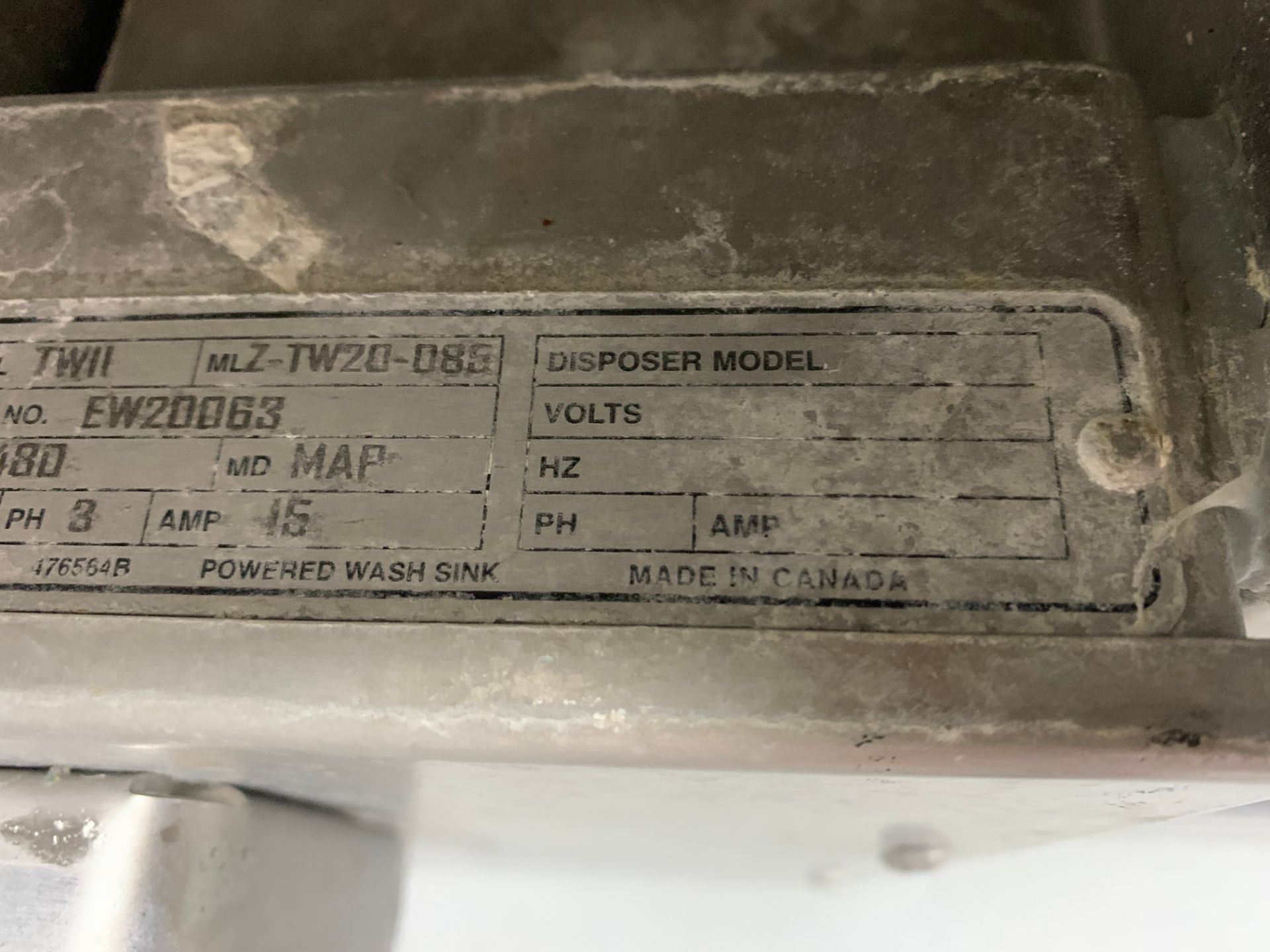 HOBART 3-BOWL S/S TURB0-WASH SINK, MODEL TW11, S/N EW20063, WITH RECIRCULATION SYSTEM, SIMILAR TO - Bild 21 aus 21