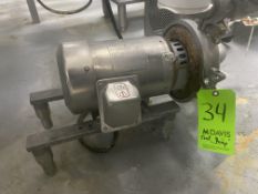 WCB 2 hp Cent. Pump, M/N 2065LV, S/N 4428699 2065LV, with Sterling 1725 RPM S/S Clad Motor