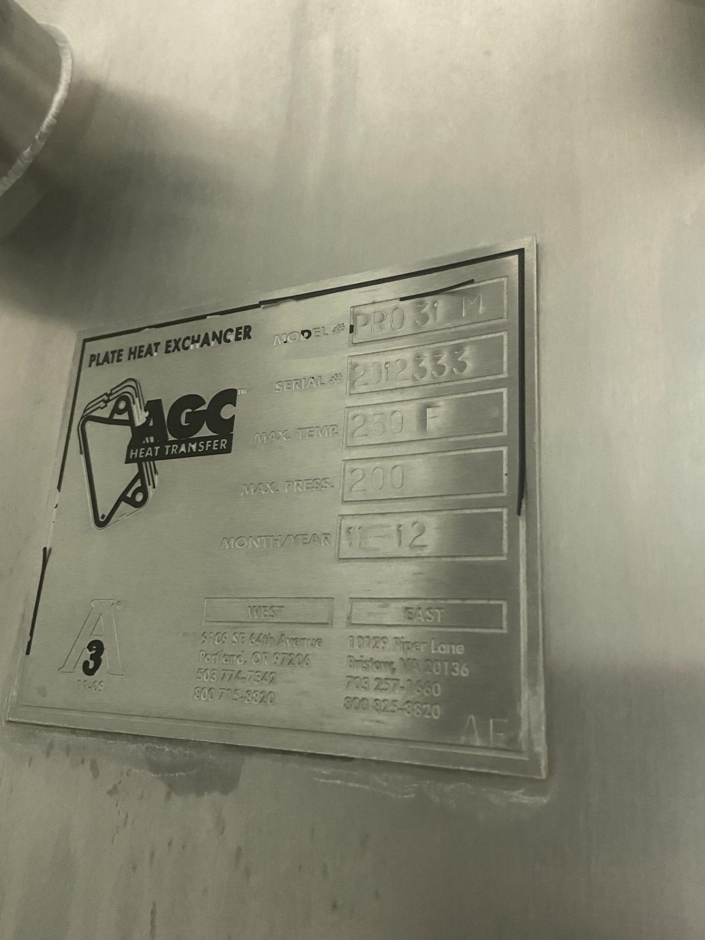 Whey 50,000 lbs./Hr. Pasteurization Skid, with 2012 AGC 5-Section Plate Heat Exchanger, M/N - Image 5 of 15