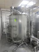 Aprox. 1,000 Gal. S/S Processor, with Vertical Bottom Sweep S/S Agitation, with Dual S/S Spray Ball,