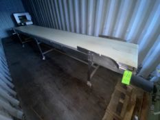 Straight Section of Conveyor, Aprox. 15 ft. L, with Aprox. 33-1/2” W Belt, Mounted on S/S