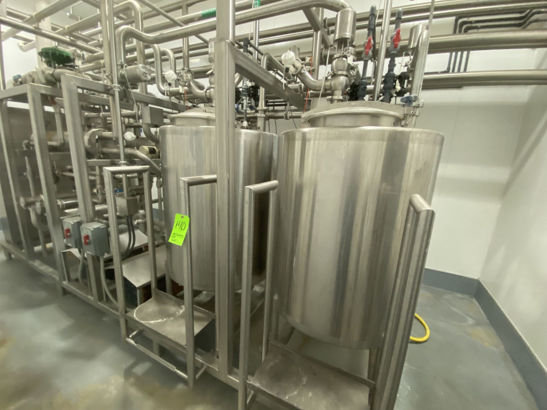Raw & Pasteurized CIP Skid, Single Service System, with (2) Single Wall Tanks, with (2) She’ll & - Image 2 of 10