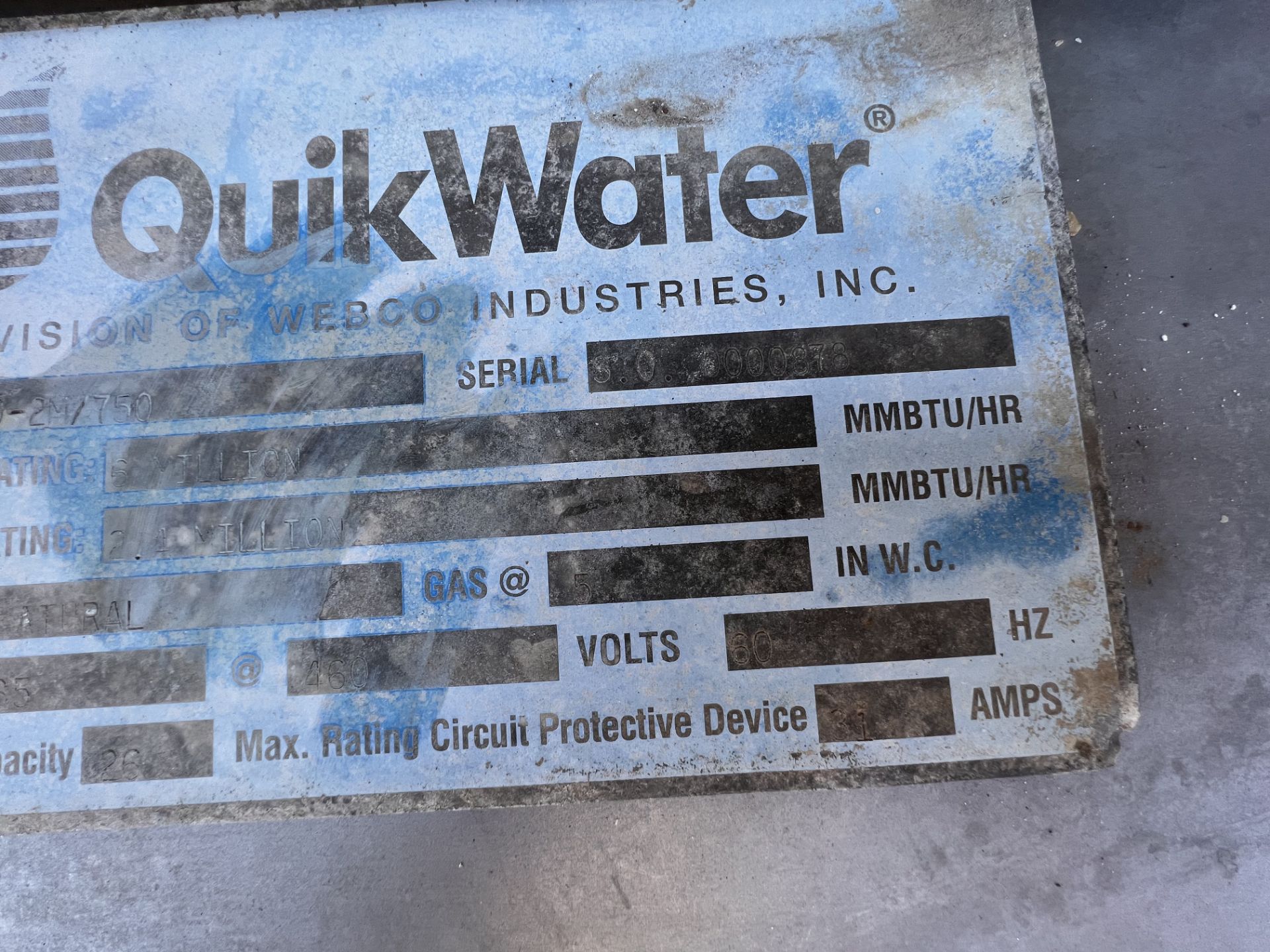 QUIKWATER SYSTEM, M/N 6000-2M/750, S/N S.0. 0000878 (LOCATED IN NEBRASKA CITY, NE) - Image 7 of 18