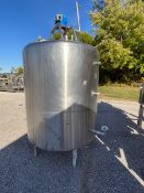VERTICAL S/S JACKETED AND INSULATED DOME-TOP/SLOPED-BOTTOM TANK, S/ N 97-1223, CERTIFIED BY