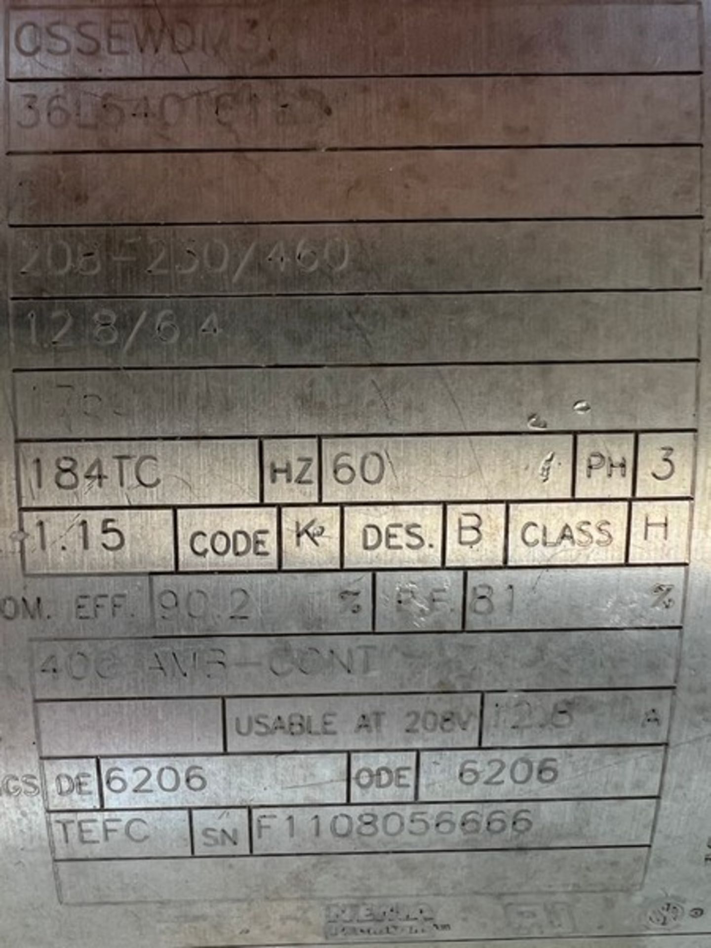 MTC S/S BLANCHER, MODEL MTCC-34-20, S/N 1110380, (15) BOTTOM PORTS, 5- HP S/S MOTOR, 1750 RPM, 208- - Image 16 of 29