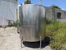 Qty (1) All Stainless Steel Veritcal Tank - Approx. 90"H x 81"W - 76"Diameter - Mounted on 5 Heavy