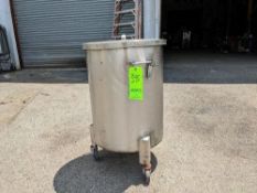 Qty (1) Stainless Steel Rolling Tank with lid - Dimensions 17.5 ' x 23 ' deep. - Approximately 25