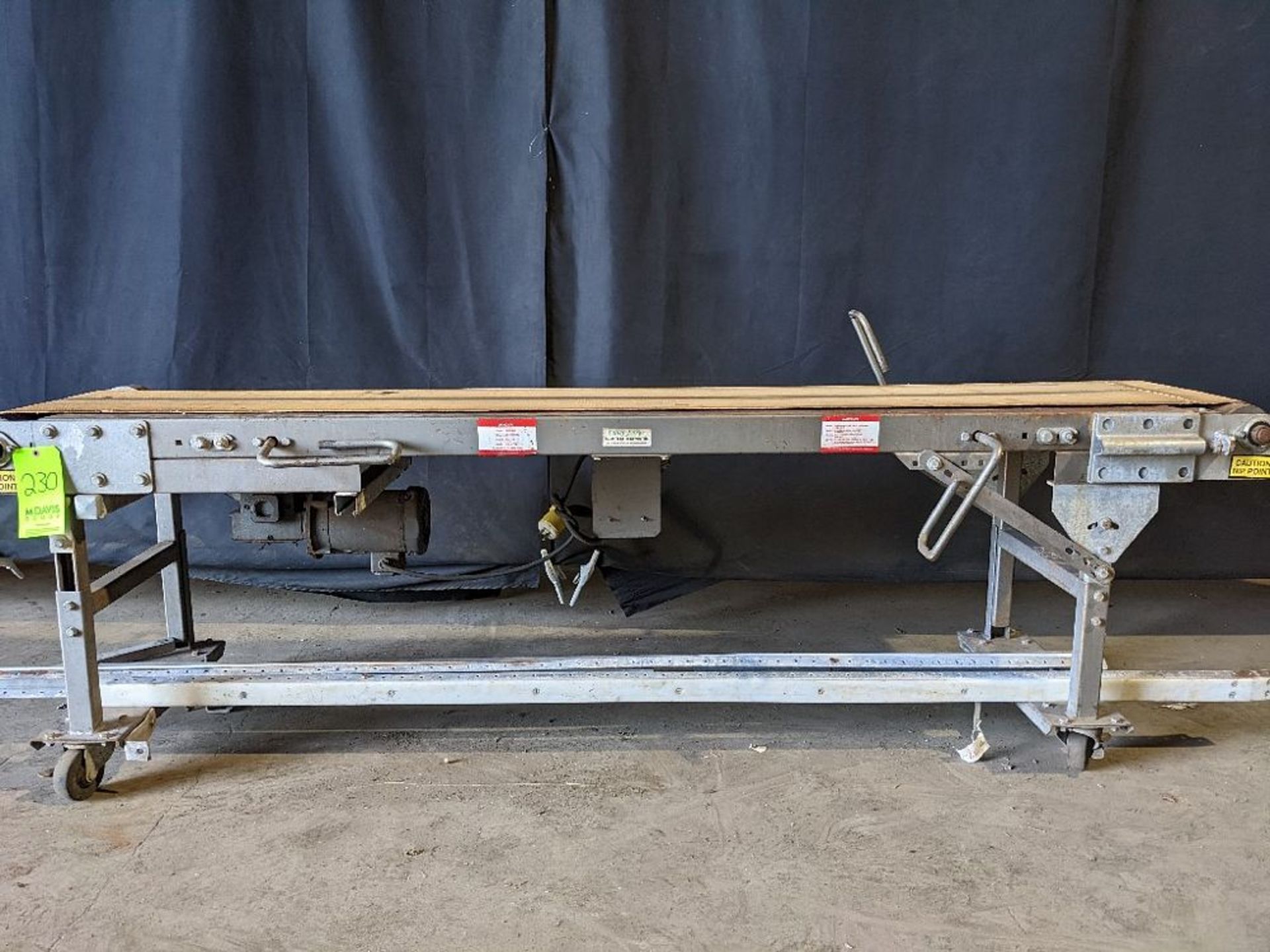 Qty (1) Valley Forge Conveyors Belt Conveyor - Mobile base on casters - Painted CS frame - 15'