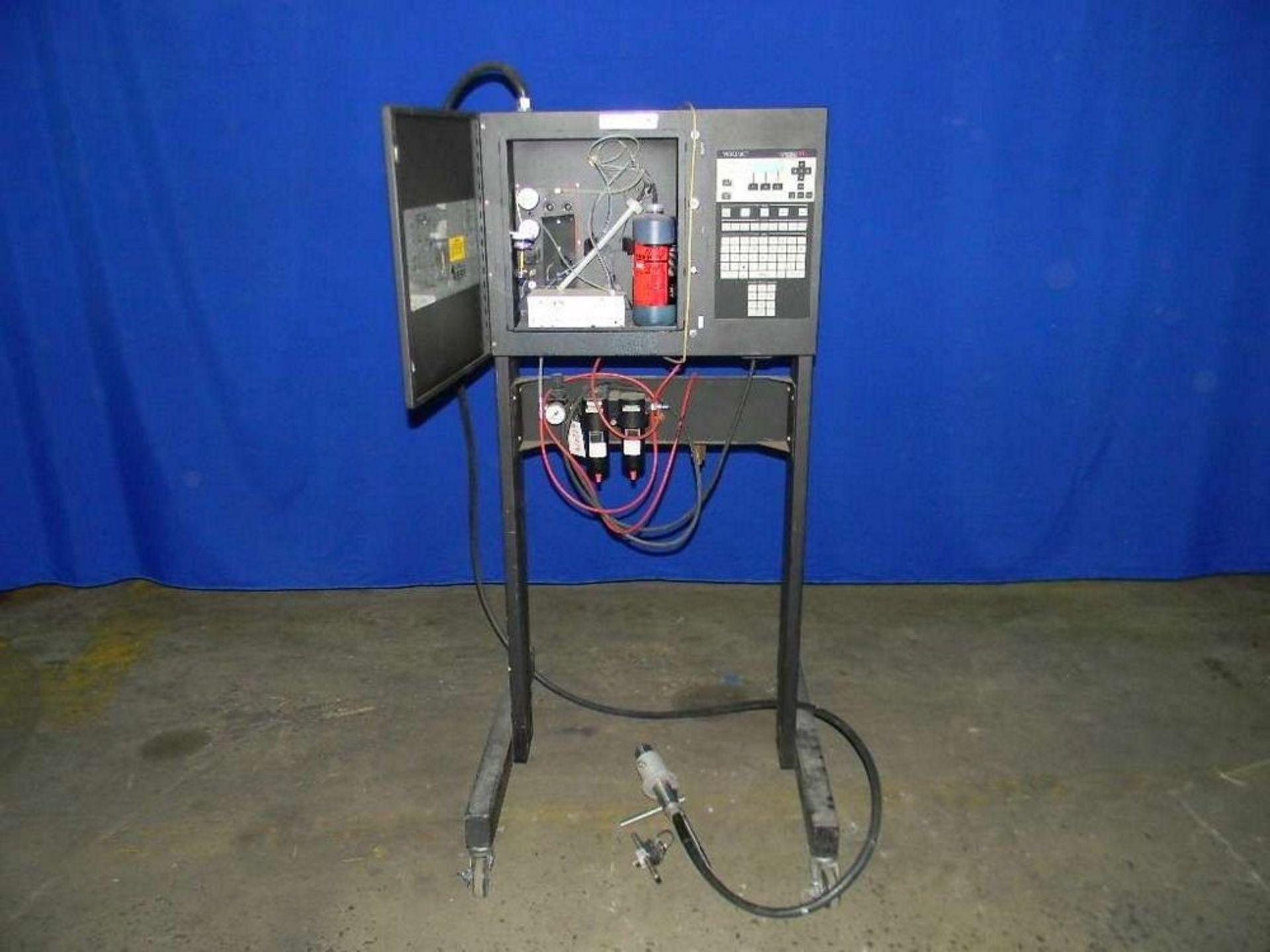 Qty (1) VideoJet 37e Ink Jet Coder - Painted steel cabinet and stand. - Equiped with remote - Image 7 of 7