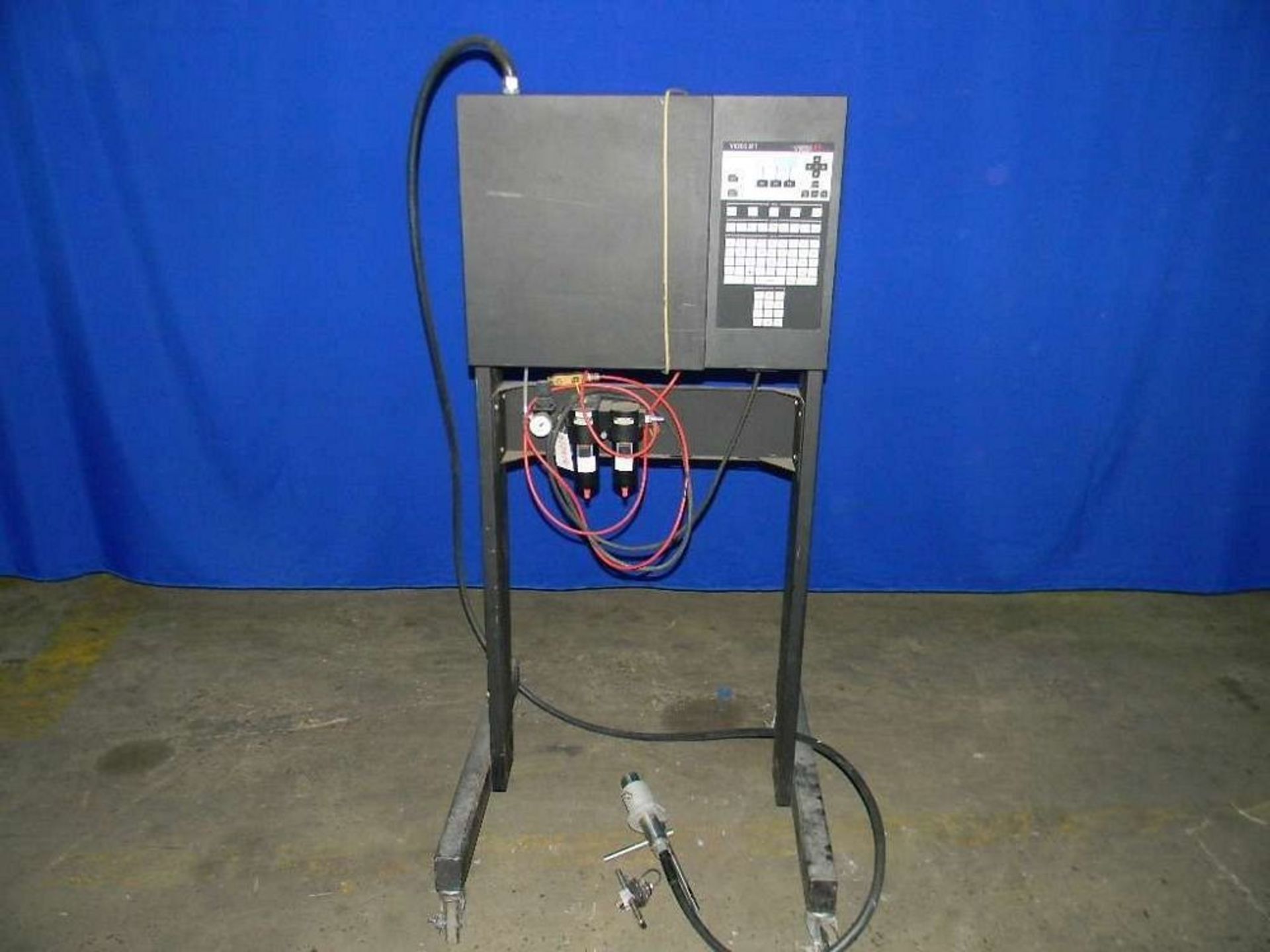 Qty (1) VideoJet 37e Ink Jet Coder - Painted steel cabinet and stand. - Equiped with remote