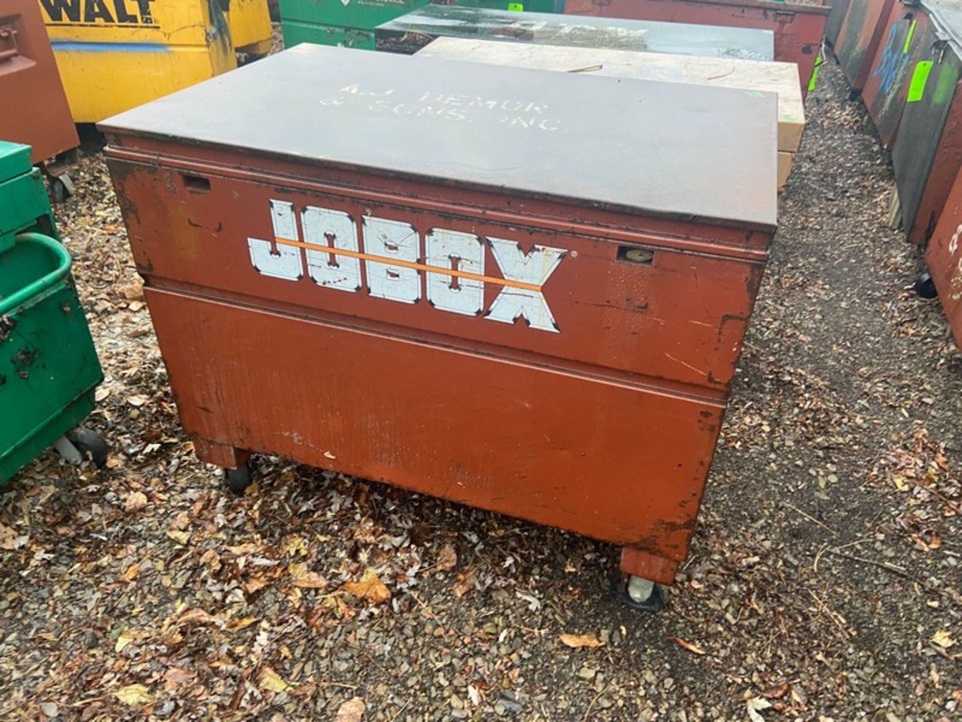 JOBOX Gang Box, with Hinge Lid, Overall Dims.: Aprox. 50" L x 32" W x 34" H, Mounted on Wheels (