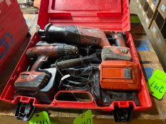 (1) HILTI Cordless Sawzall, M/N WSR 18-A, with Battery, with (1) HILTI Cordless Drill, M/N SFH 18-A,