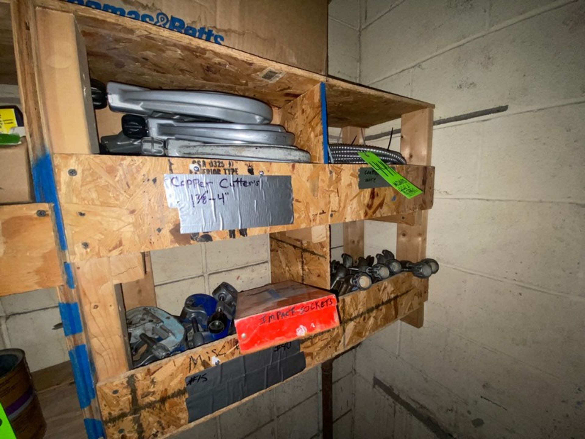 Contents of (4) Cubby's, Includes Copper Cutters 1-3/8-4", Conduit, & Other Contents--See