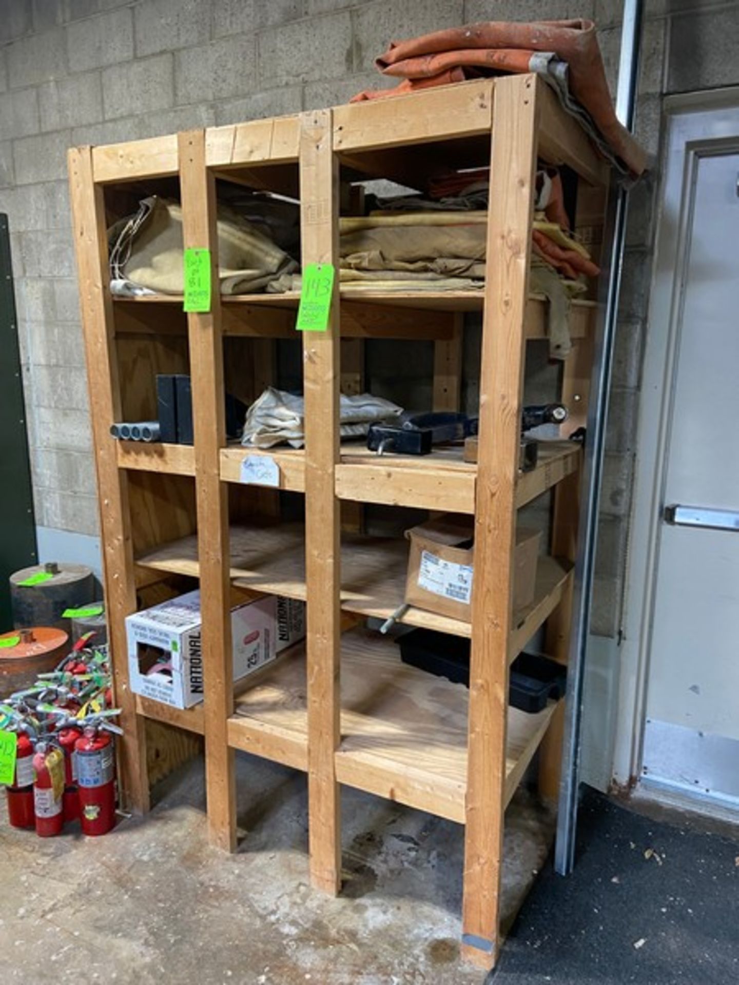 5- Shelf Wooden Shelving Unit, Overall Dims.: 53” L x 32-1/2” W x 82” H (LOCATED IN MONROEVILLE,