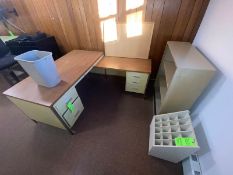 L-Shape Desk, with (1) Horizontal Filing Cabinet, with Pamphlet Holder (LOCATED IN MONROEVILLE,