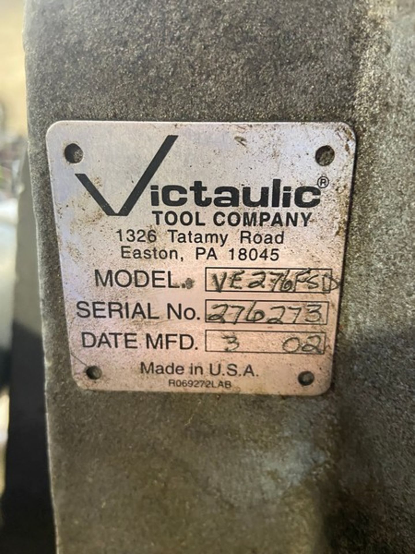 Victaulic Hydraulic Groover, M/N VE276FSD, S/N 276273, with Stand & Foot Pedal (LOCATED IN - Image 8 of 8