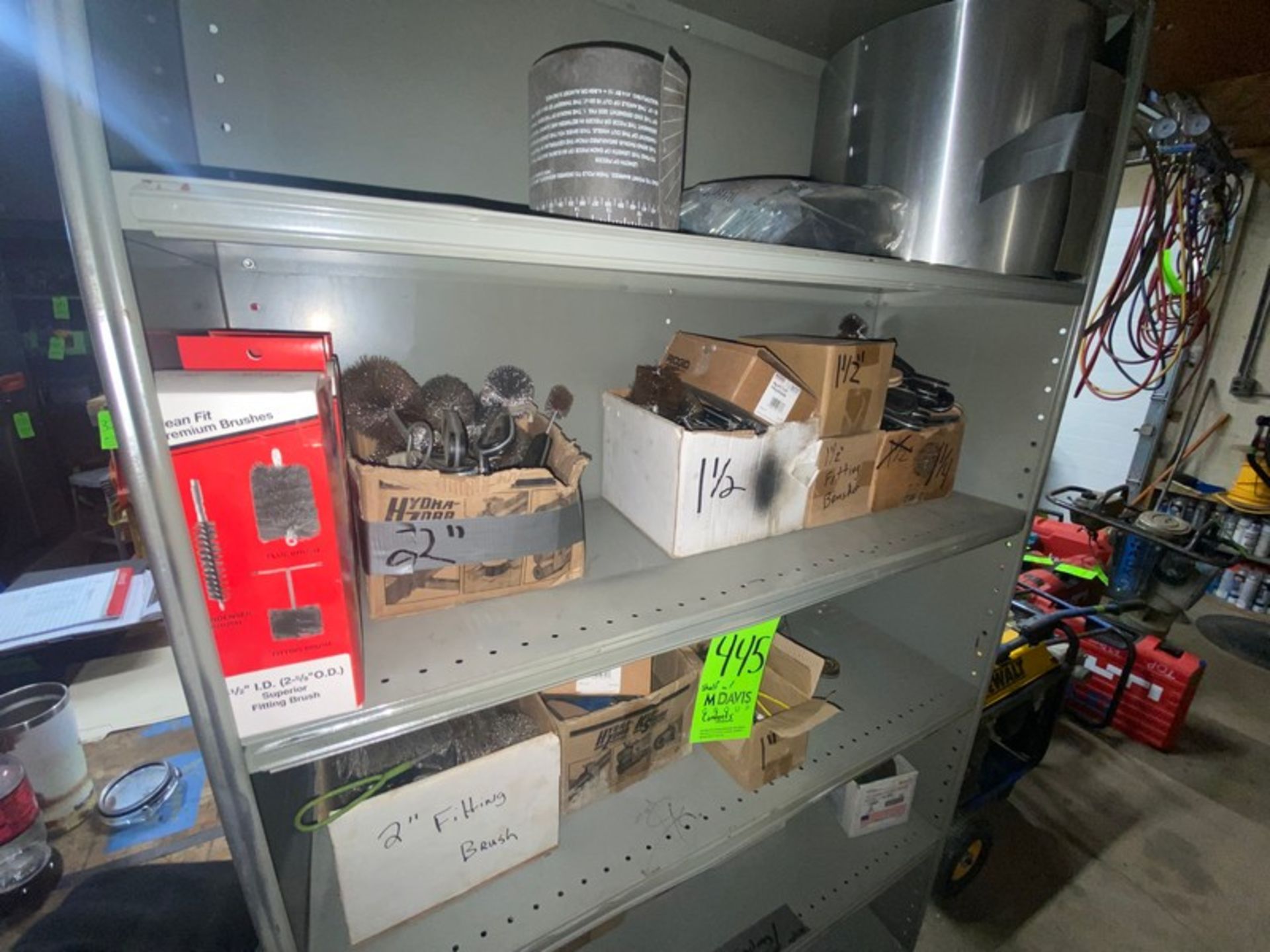 Shelf with Contents, Includes 2" Brushes, Boxes of DeWalt Pipeline Cutting & Grinding, with (2) - Image 3 of 10