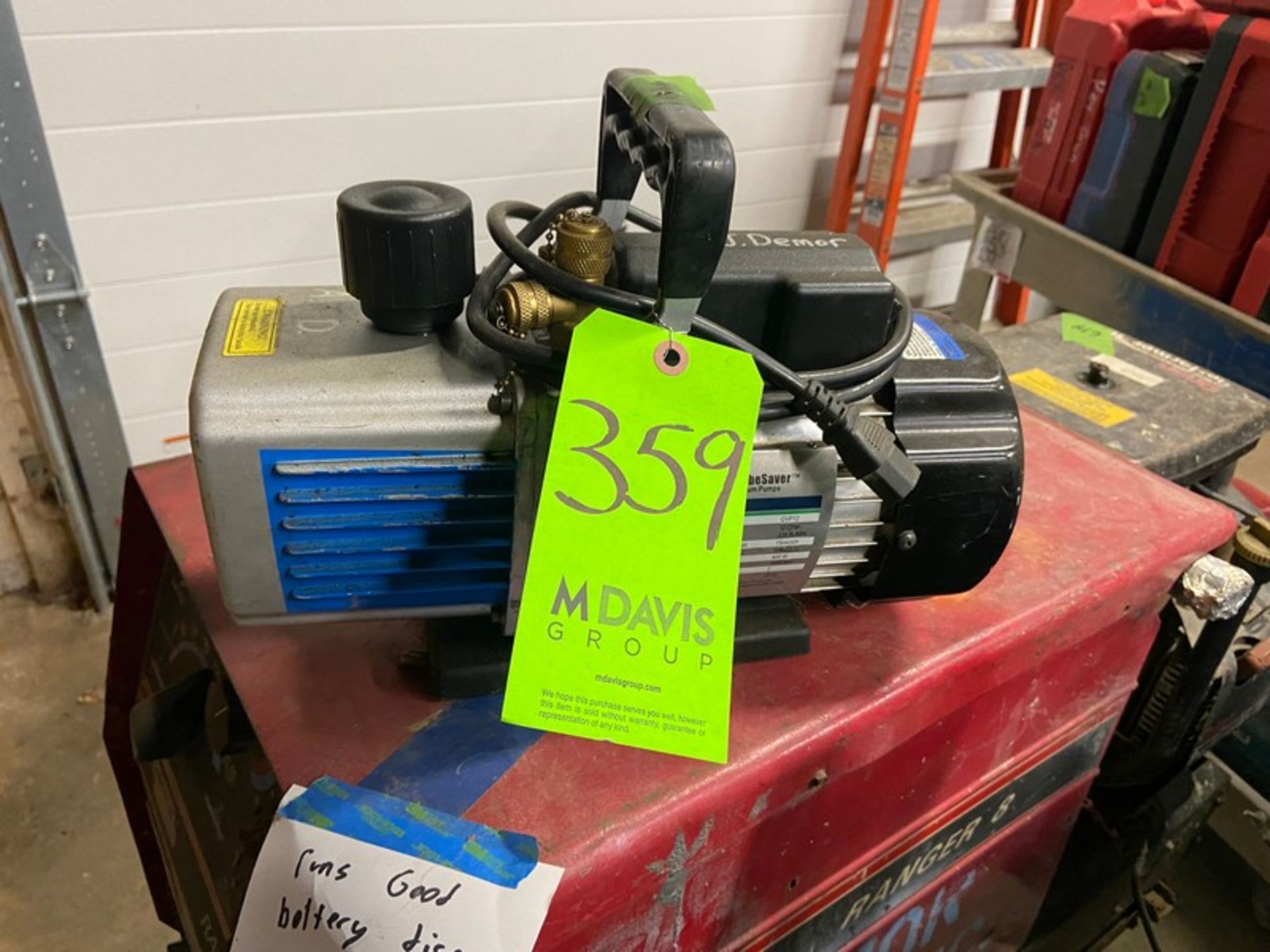 GlobeSaver Vacuum Pump, M/N GVP12, 110-120 Volts (LOCATED IN MONROEVILLE, PA)